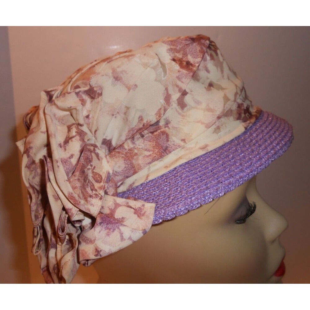 Women's Vintage Hat Marie Buffehr 1960s Purple Print Small 20" Vintage Fashion